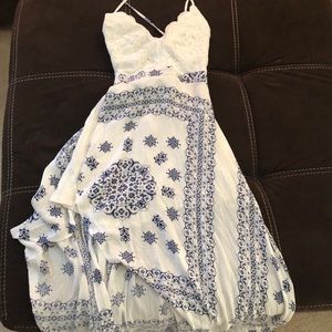 Hi low crochet dress open back